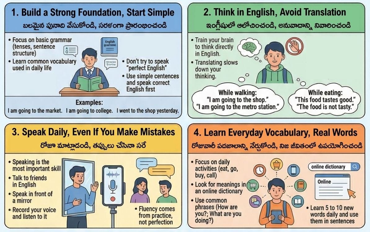 12 Ways to Improve English Communication Skills – Infographic - Telugu ...